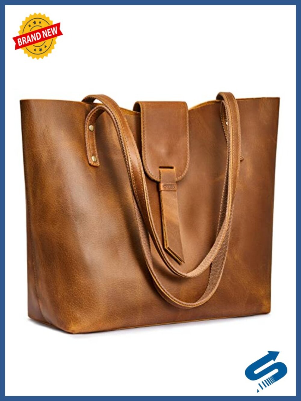 Genuine Leather Tote for Women with Canvas Purse Organizer